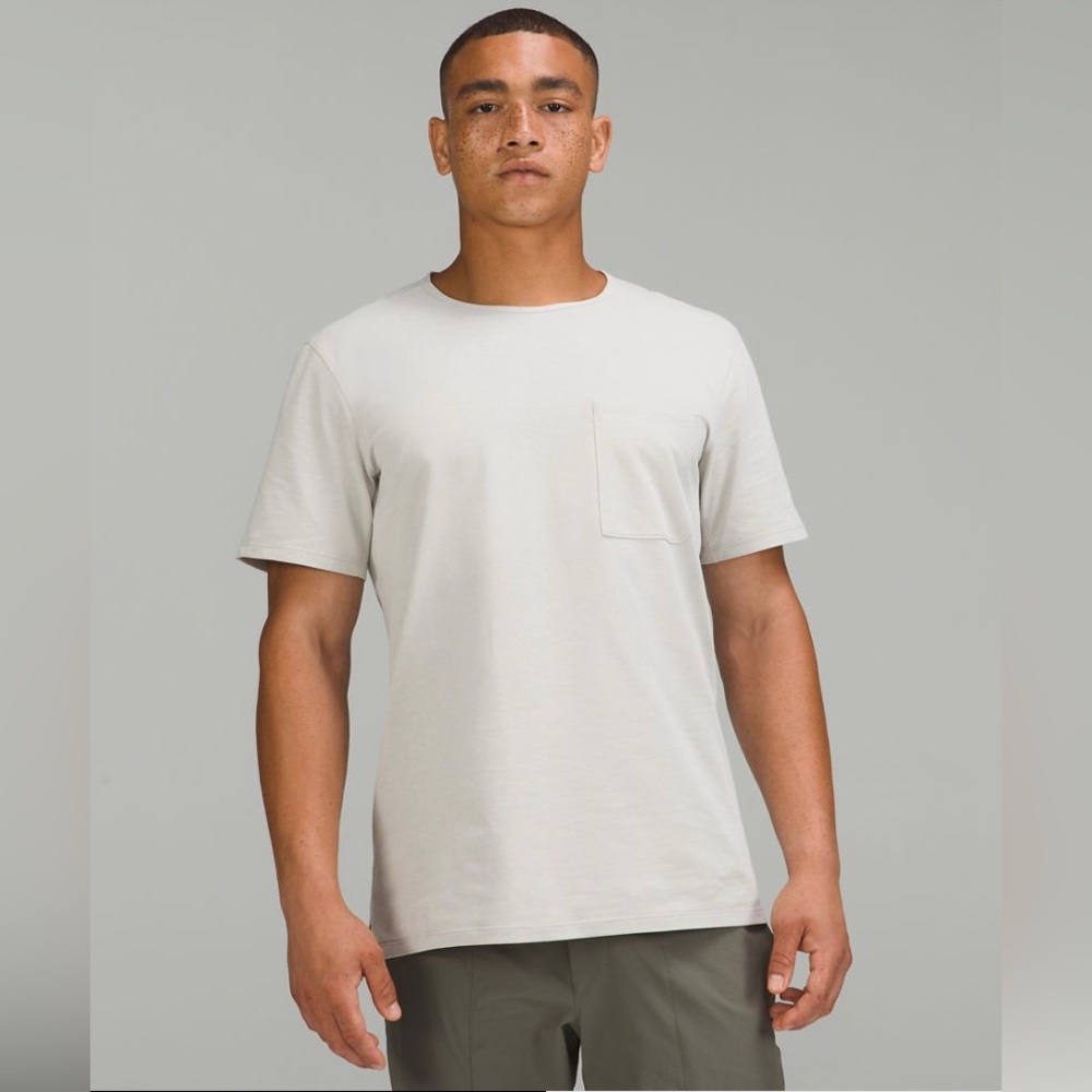 Mens Lululemon Relaxed Fit Pocket T Raw Linen/White Size Large